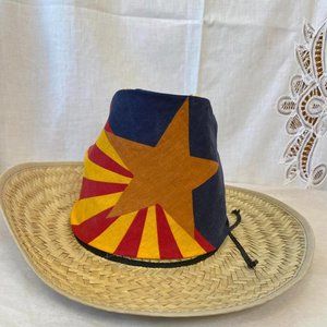 Straw hat with Arizona flag detail